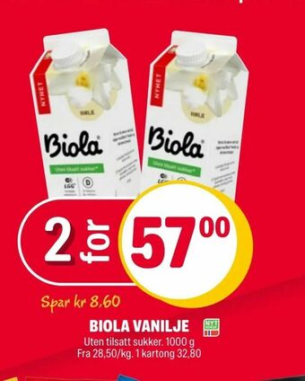 Coop Extra Biola vanilje tilbud