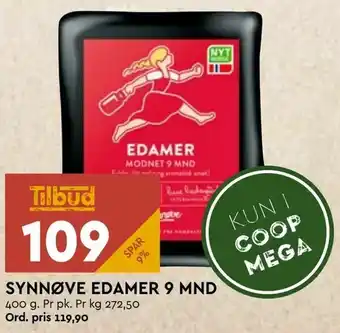 Coop Mega Synnøve edamer 9 mnd tilbud