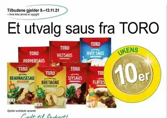 Joker Et utvalg saus fra TORO tilbud