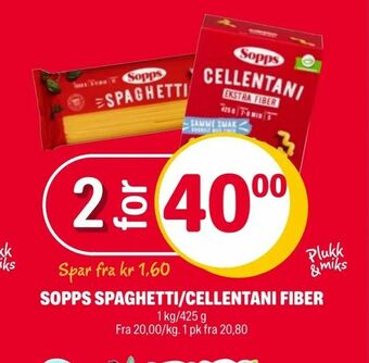 Coop Extra Sopps spaghetti/cellentani fiber tilbud