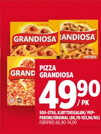Meny PIZZA GRANDIOSA tilbud