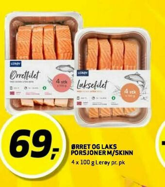Bunnpris Ørret og laks porsjoner m/skinn tilbud