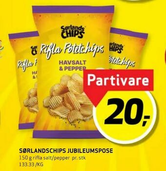 Bunnpris Sørlandschips jubileumspose tilbud
