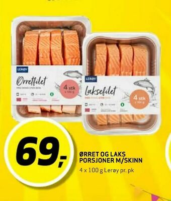 Bunnpris Ørret og laks porsjoner m/skinn tilbud