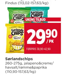 Meny Sørlandschips tilbud