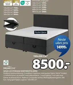 JYSK GOLD C25 STORAGE KONTINENTALSENG tilbud