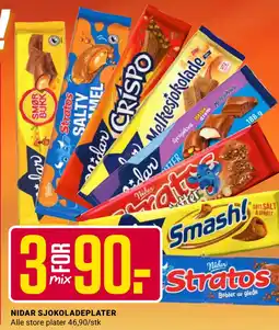 Europris NIDAR SJOKOLADEPLATER tilbud