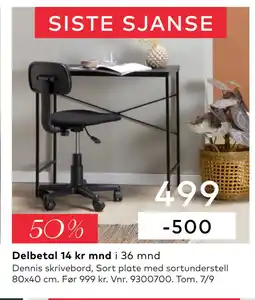 Skeidar Dennis skrivebord tilbud