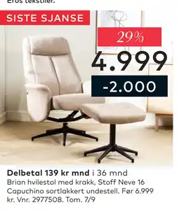 Skeidar Brian hvilestol med krakk tilbud
