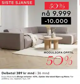 Skeidar Enjoy Modulsofa tilbud