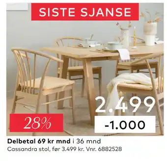 Skeidar Cassandra stol tilbud