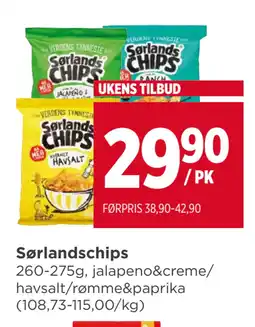 Meny Sørlandschips tilbud