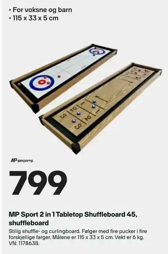 XXL Sport MP Sport 2 in 1 Tabletop Shuffleboard 45, shuffleboard tilbud