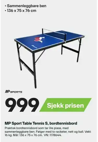 XXL Sport MP Sport Table Tennis S, bordtennisbord tilbud