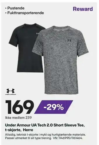 XXL Sport Under Armour UA Tech 2.0 Short Sleeve Tee, t-skjorte, Herre tilbud