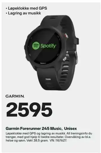 XXL Sport Garmin Forerunner 245 Music, Unisex tilbud