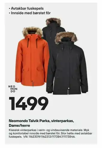 XXL Sport Neomondo Talvik Parka, vinterparkas, Dame/herre tilbud