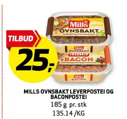 Bunnpris MILLS OVNSBAKT LEVERPOSTEI OG BACONPOSTEI tilbud