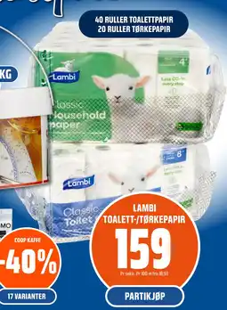 Coop Obs LAMBI TOALETT-/TØRKEPAPIR tilbud