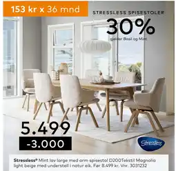 Skeidar Stressless Mint lav large med arm spisestol tilbud