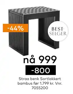 Straa benk Sortlakkert bambus