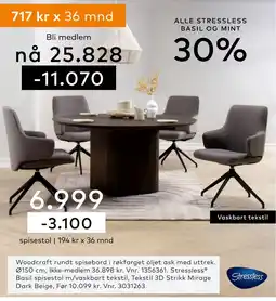 Skeidar Stressless Basil spisestol tilbud