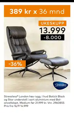 Skeidar Stressless London høy rygg tilbud