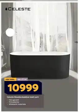 Megaflis Celeste Messina badekar matt sort tilbud