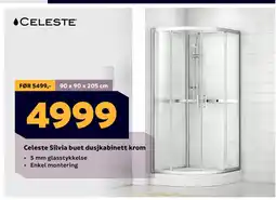 Megaflis Celeste Silvia buet dusjkabinett krom tilbud