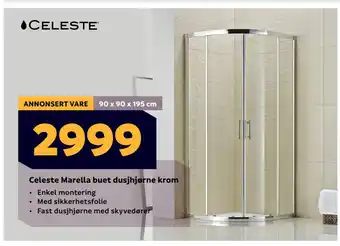 Megaflis Celeste Marella buet dusjhjørne krom tilbud