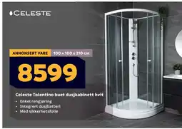 Megaflis Celeste Tolentino buet dusjkabinett hvit tilbud