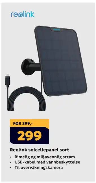 Megaflis Reolink solcellepanel sort tilbud
