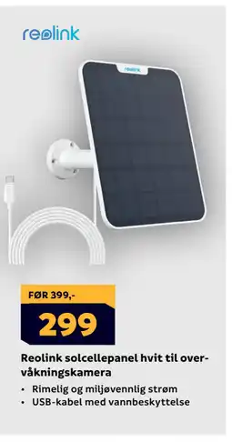 Megaflis Reolink solcellepanel hvit til overvåkningskamera tilbud