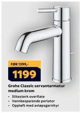 Megaflis Grohe Classic servantarmatur medium krom tilbud