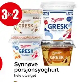 Spar SYNNØVE porsjonsyoghurt tilbud