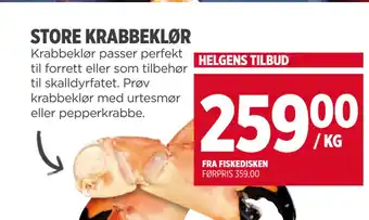 Meny STORE KRABBEKLØR tilbud