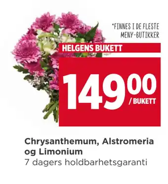 Meny Chrysanthemum, Alstromeria og Limonium tilbud