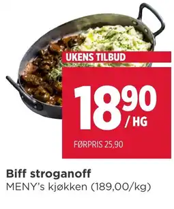 Meny Biff stroganoff tilbud