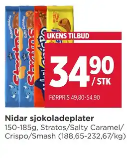 Meny NIDAR sjokoladeplater tilbud
