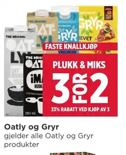Meny PLUKK % MIKS OATLY og Gryr tilbud