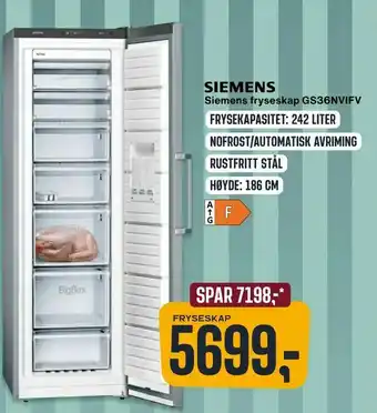 Skousen Siemens fryseskap GS36NVIFV tilbud