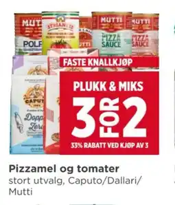 Meny Pizzamel og Tomater tilbud
