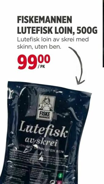 Meny Fiskemannen lutefisk loin, 500g tilbud
