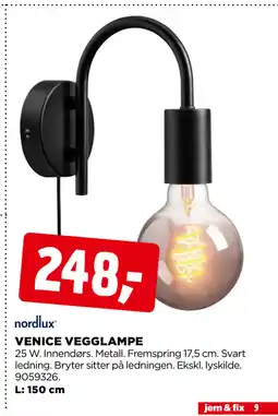 jem & fix VENICE VEGGLAMPE tilbud
