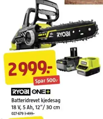 Jula RYOBI ONE+ Batteridrevet kjedesag tilbud