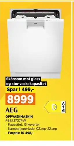 POWER AEG Oppvaskmaskin FBB73707PW tilbud