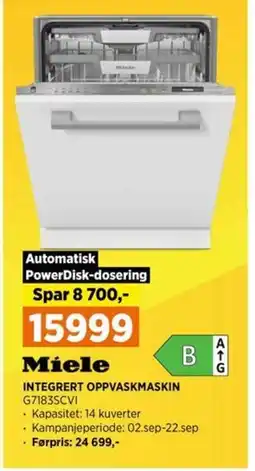 POWER MIELE Integrert Oppvaskmaskin G7183SCVI tilbud