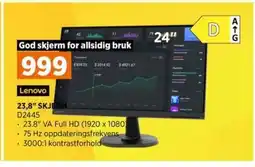 POWER LENOVO 23,8" Skjerm D2445 tilbud