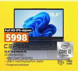 POWER 15,6" Bærbar PC CEIONI38512V2 tilbud
