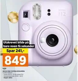 POWER Instax Mini 12 øyeblikkskamera tilbud